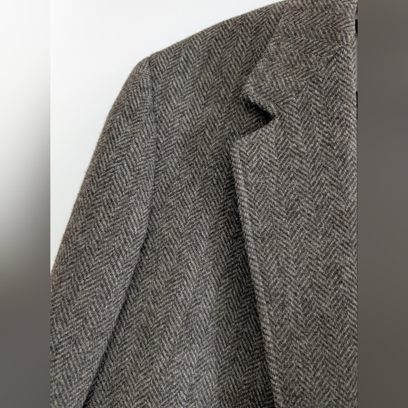 Vintage Neil Martin Gray New Wool Herringbone Blazer Elbow Patch Academic 44R - Picture 13 of 16